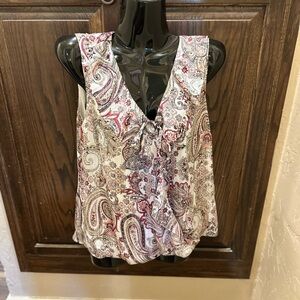 White House Black Market Paisley V-Neck Blouse